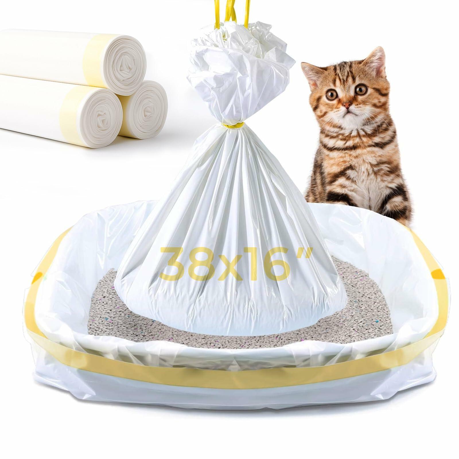 KONE Cat Litter Box Liners Jumbo Large Drawstring 36x18 30 Count