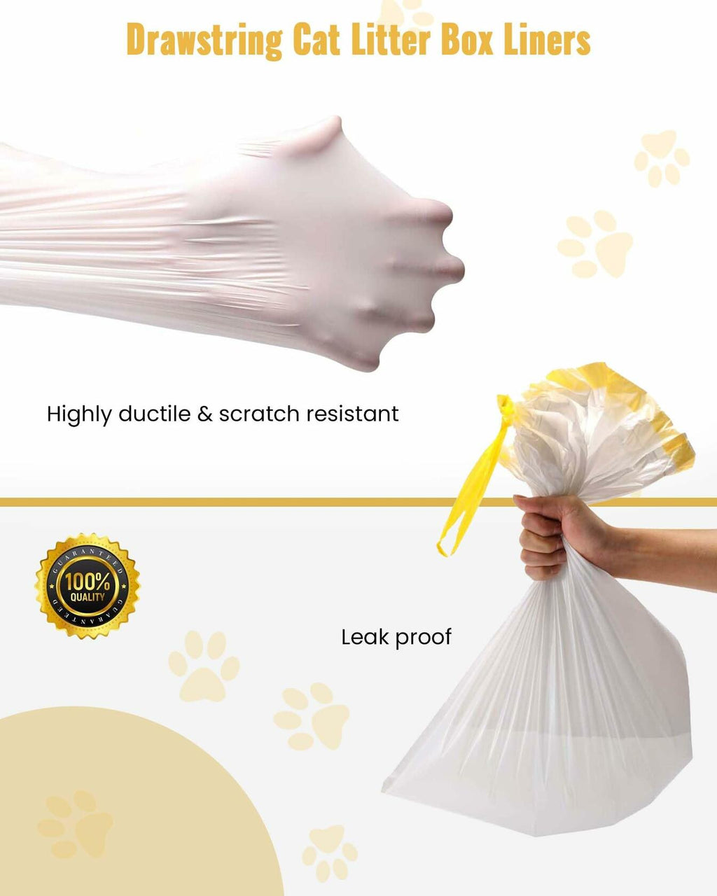 KONE Cat Litter Box Liners Jumbo Large Drawstring 36x18 30 Count