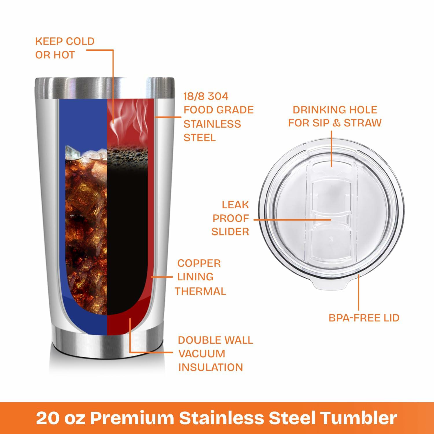 NewEleven 20 Oz Stainless Steel Tumbler Work Bestie White Coworker Gift