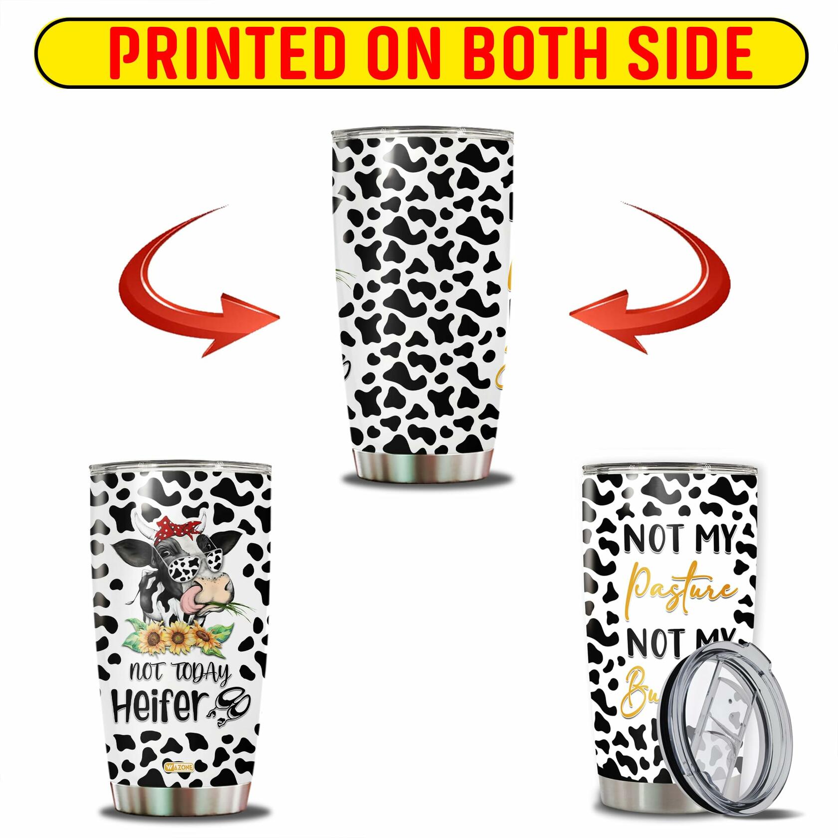 WAZONE Heifer Tumbler Cup Leopard Cow Stainless Steel 20oz Travel Mug