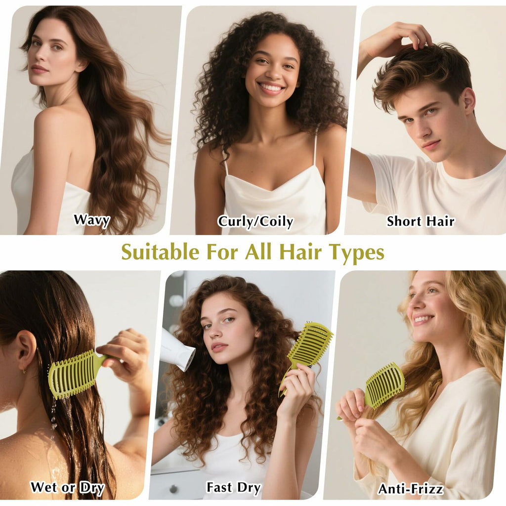 manrator Curl Defining Brush Vented Detangling Frizz Control Matcha Green
