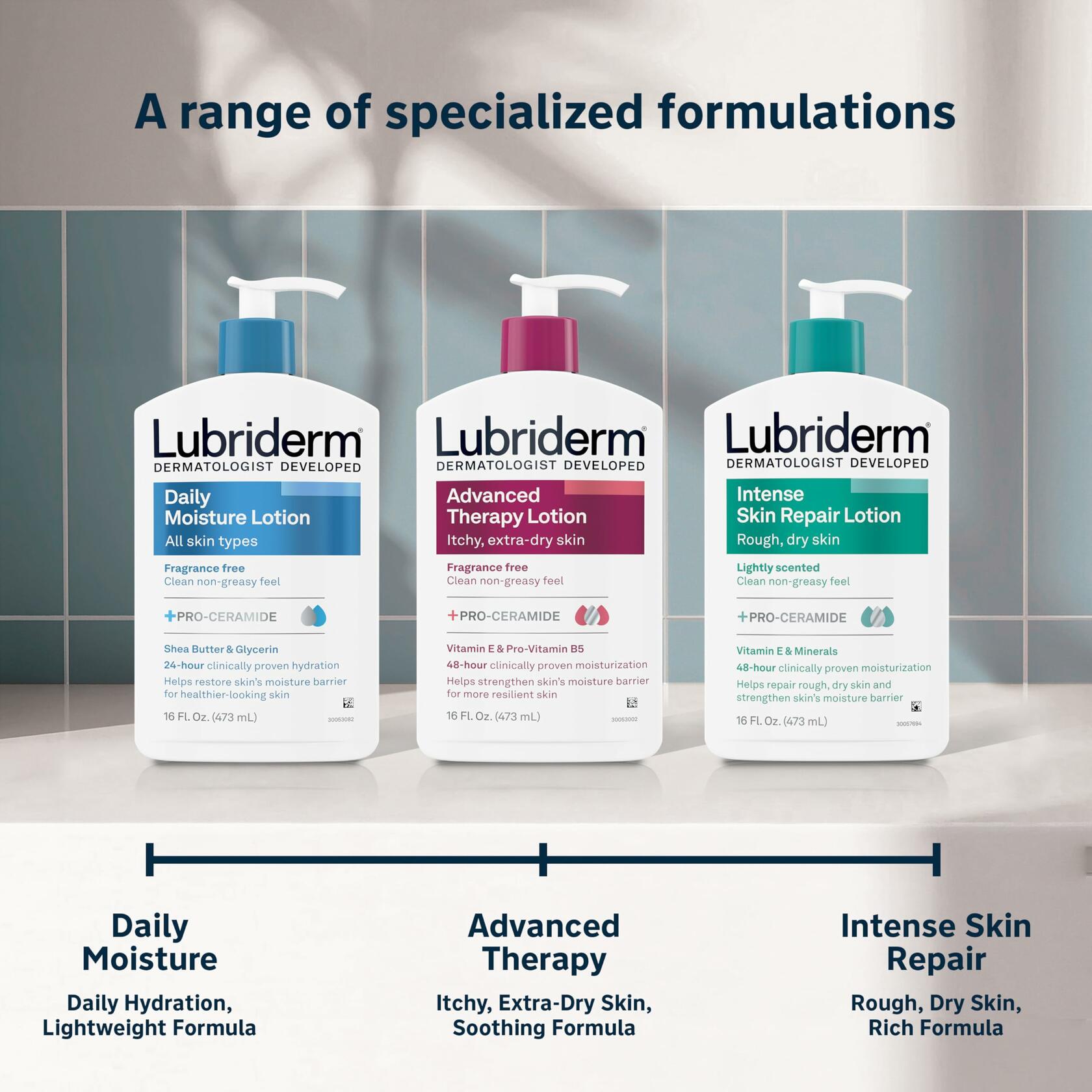 Lubriderm Daily Moisture Lotion Pro-Ceramide Shea Butter Glycerin 24 FL OZ