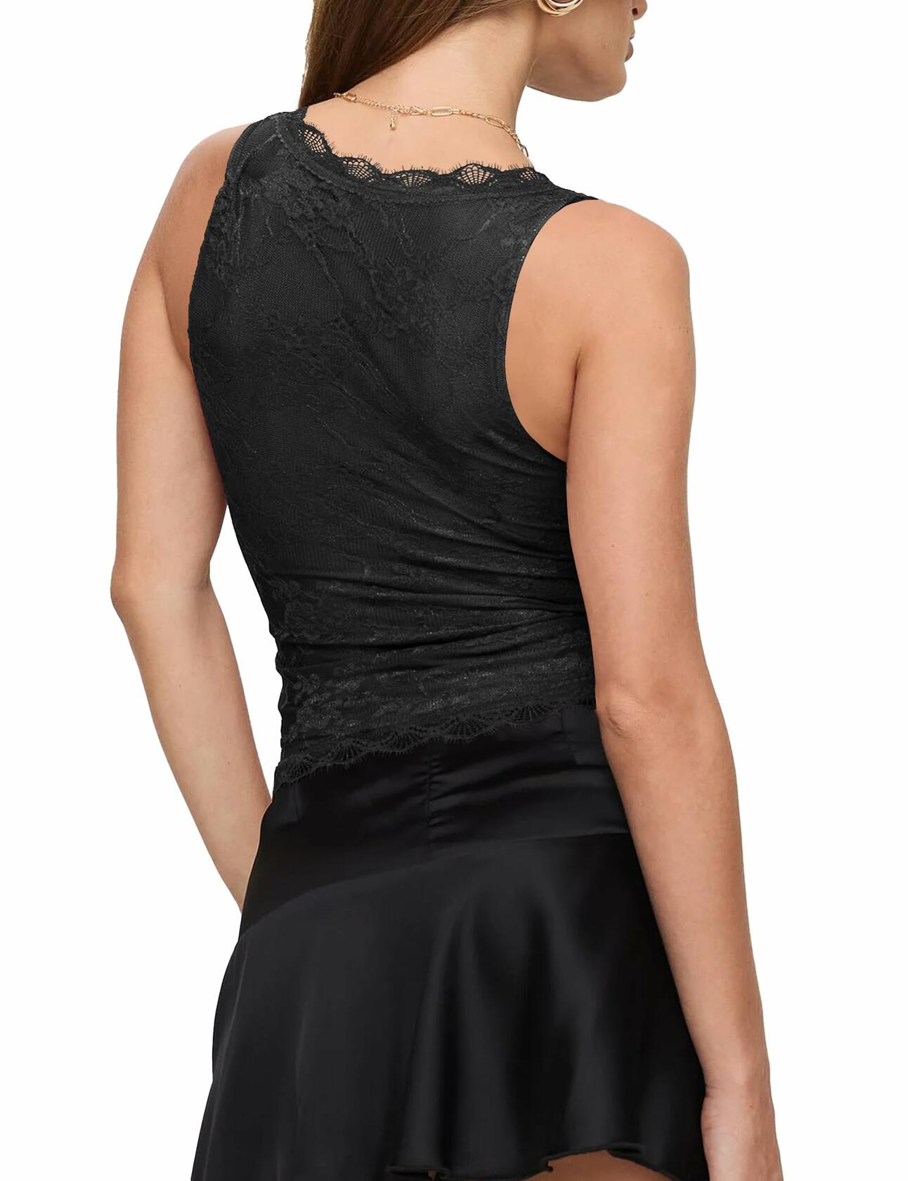 SAUNGKUAI Women's Sexy V Neck Sleeveless Lace Floral Top NavyBlue Size XXL