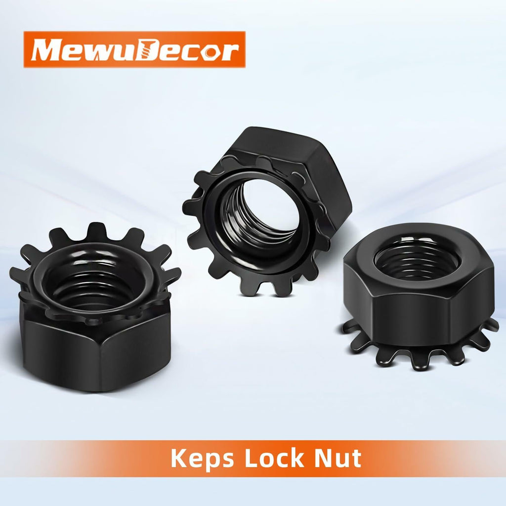 MewuDecor M8-1.25 Keps Lock Nut 304 Stainless Steel Black Finish 25 PCS