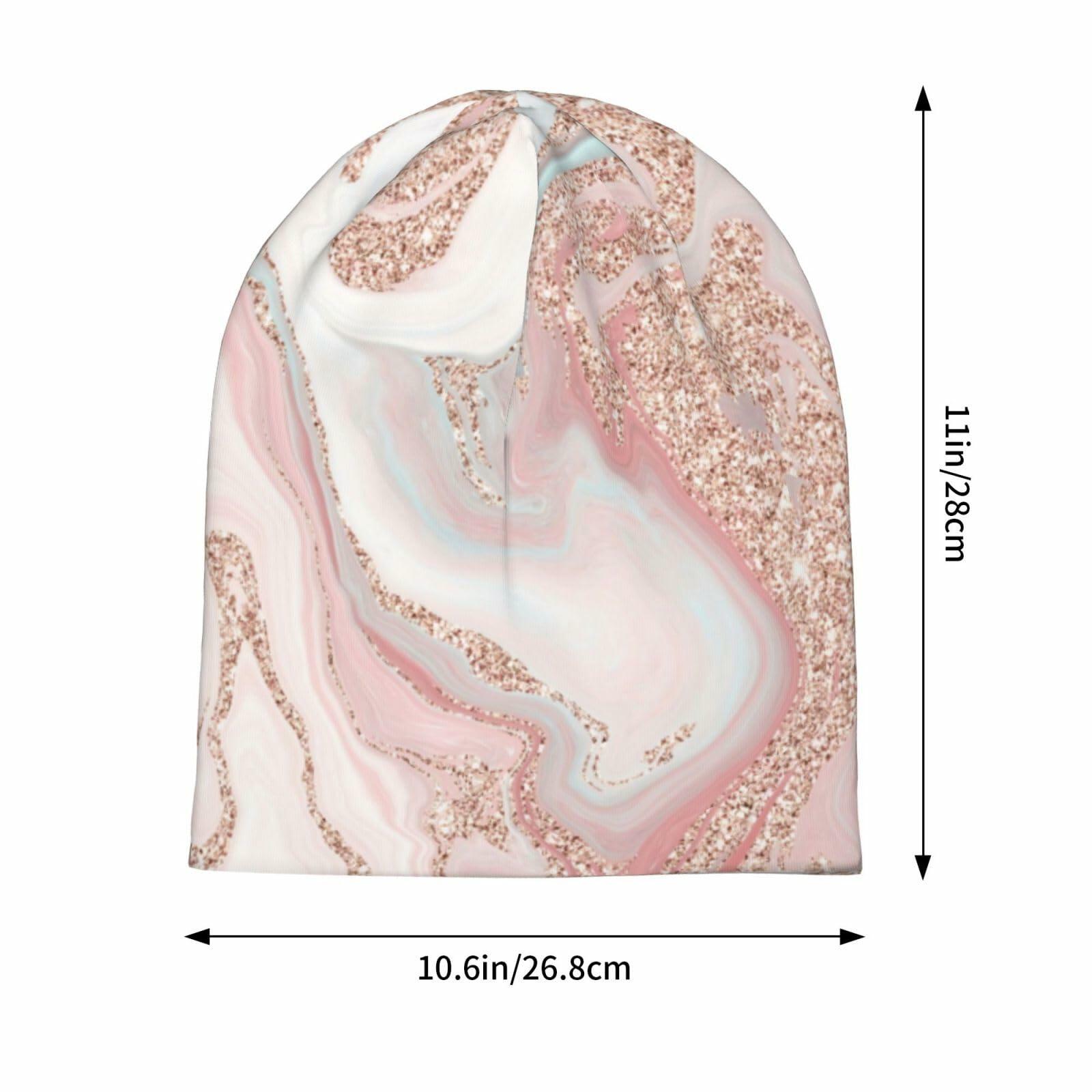 NoUtat Rose Gold Glitter Coral Gray Pastel Marble Slouchy Beanie Hat Unisex