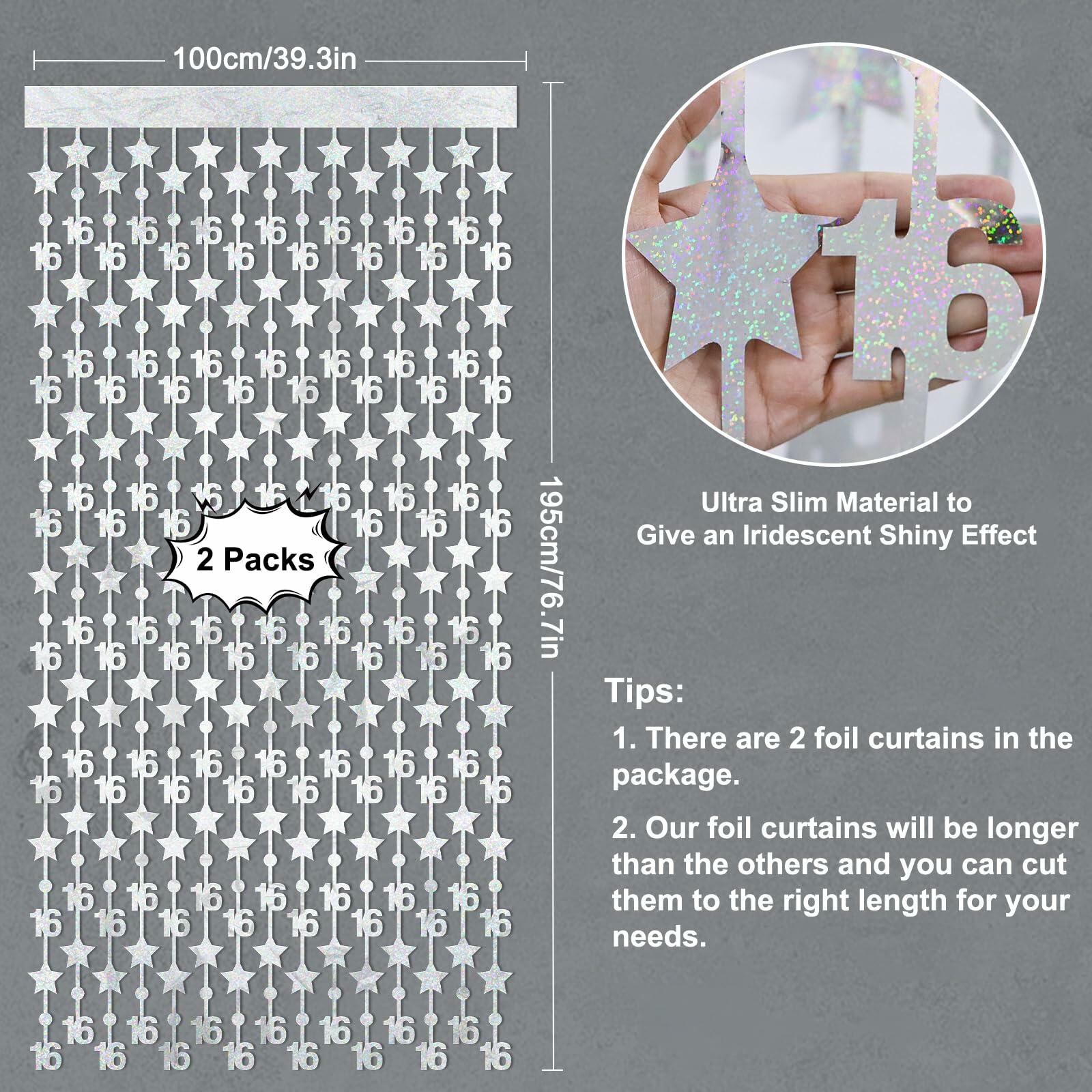 WenmthG 2 Pack Rose Gold 16th Birthday Party Decorations 3.3x6.6ft