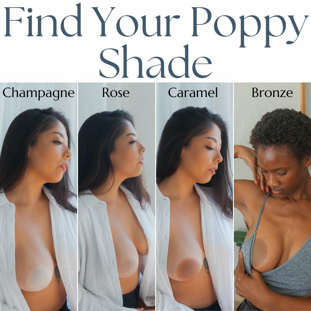 POPPY Silicone Nipple Covers Pasties Adhesive Strapless Bra Carmel 1 Pair