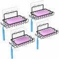 Ailibuligo Adhesive Soap Bar Holder with Hooks Black 4 Pack Shower Wall