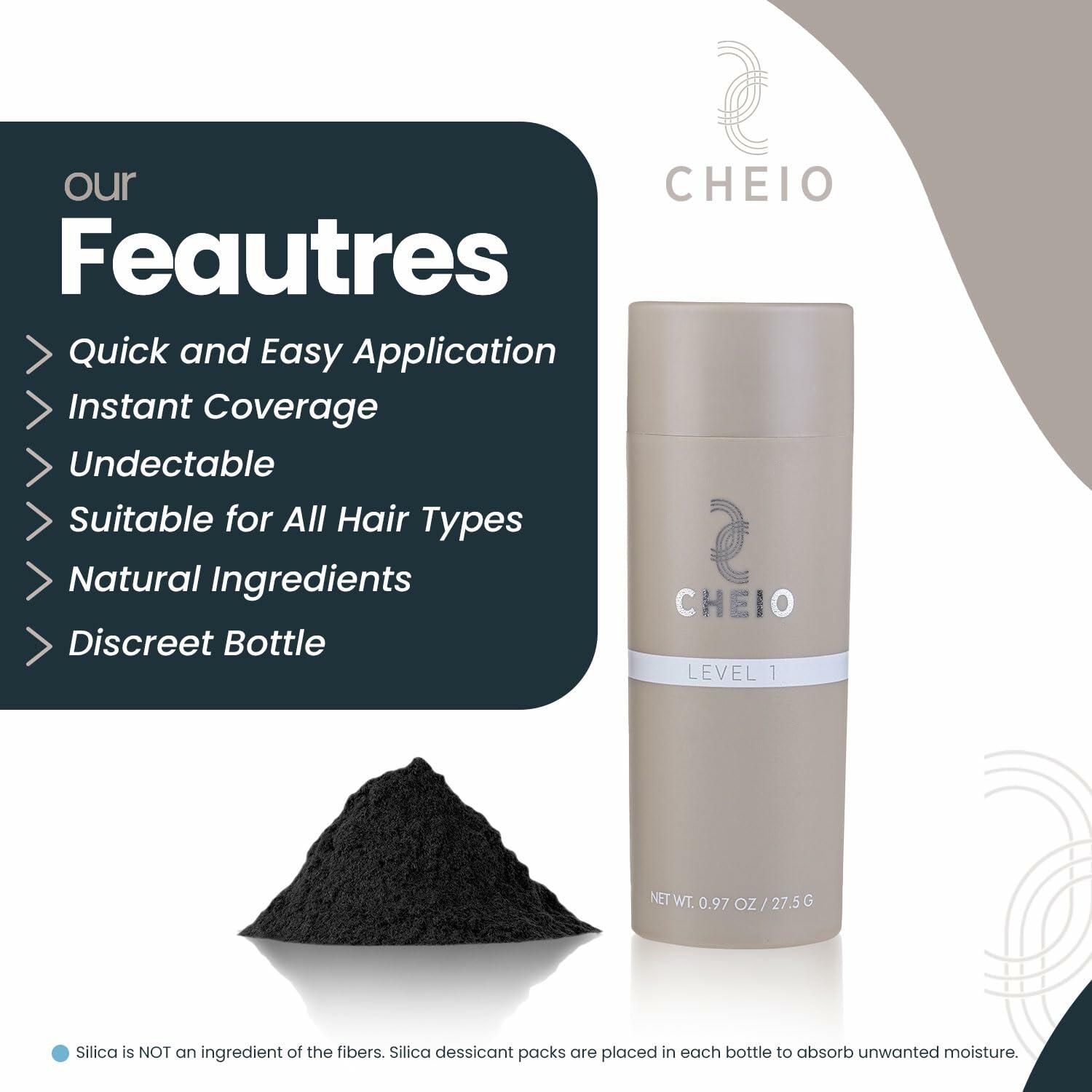 Cheio Hair Thickening Fibers Keratin Level 1 Dark Brown 27.5g Bald Spots
