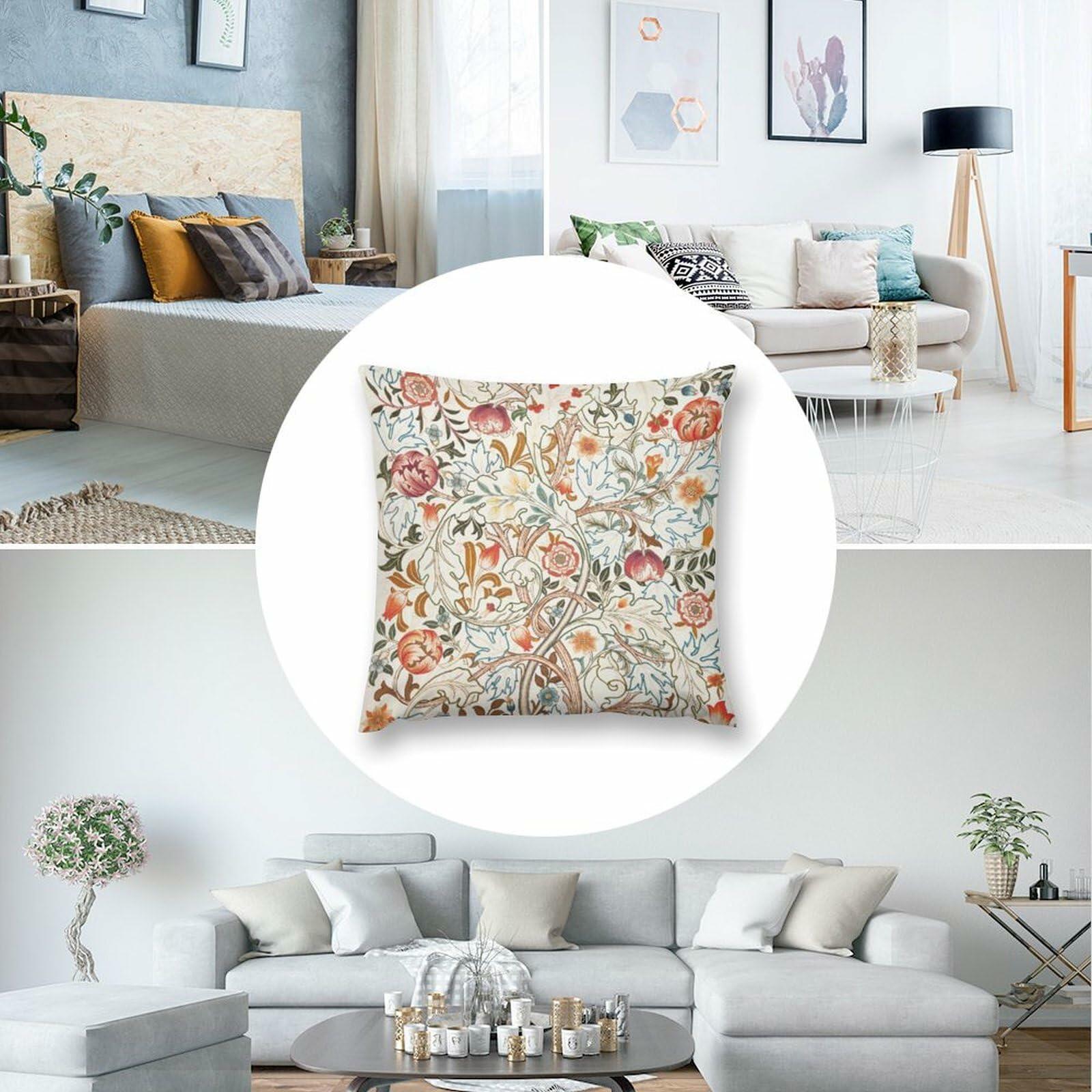 Yaemikoo William Morris Vintage Floral Throw Pillow Covers Set of 2 18x18