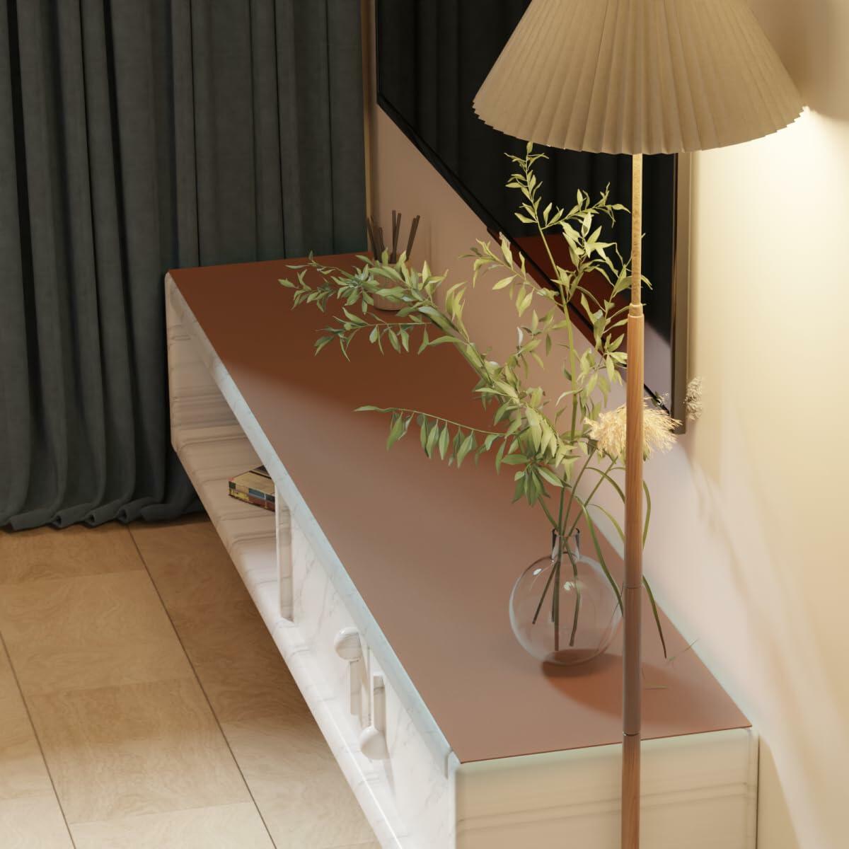 Zinkooat Leather Desk Mat 12x66 Inch 1.8mm Thick Brown+Gray