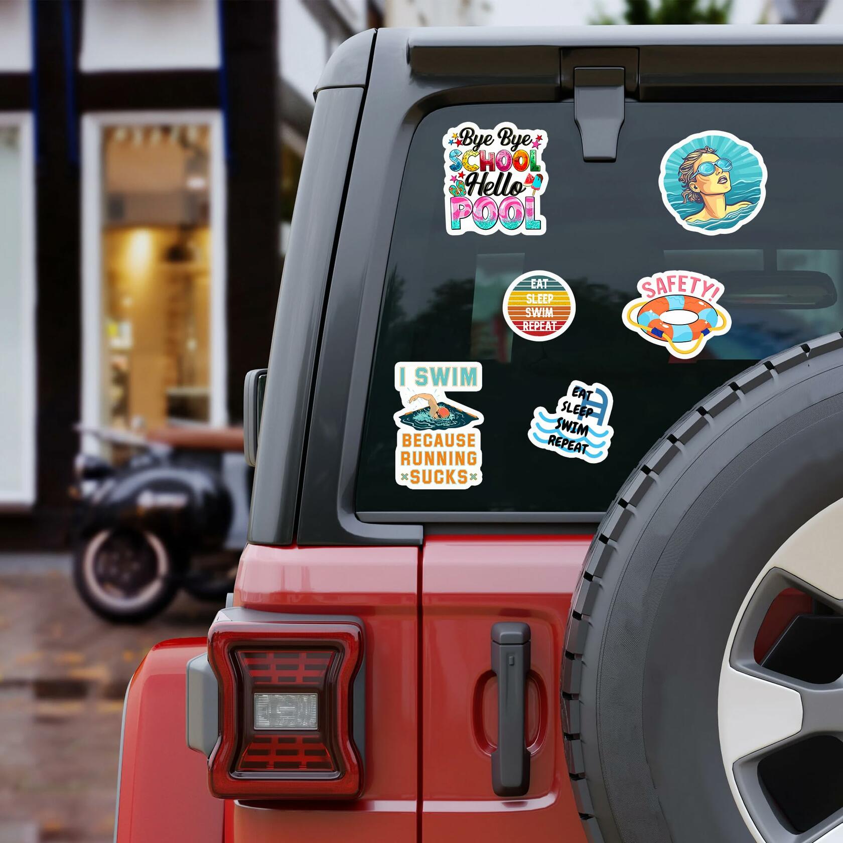 BIGZORO 50PCS Waterproof Swimming Stickers Decals Vinyl for Laptop Water Bottles
