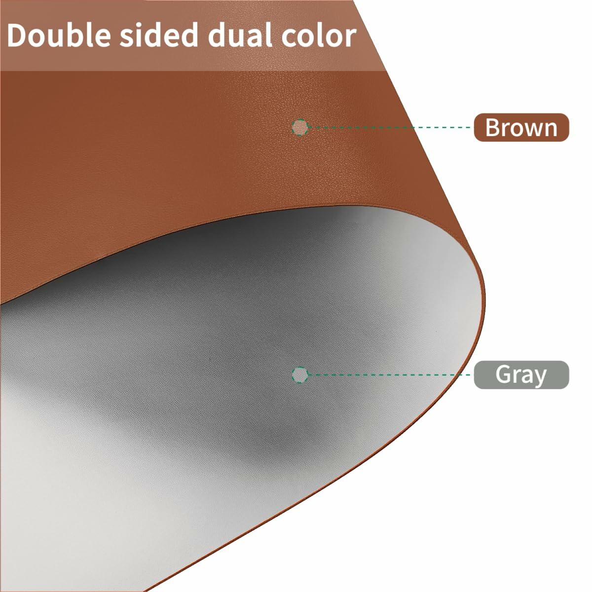 Zinkooat Leather Desk Mat 12x66 Inch 1.8mm Thick Brown+Gray