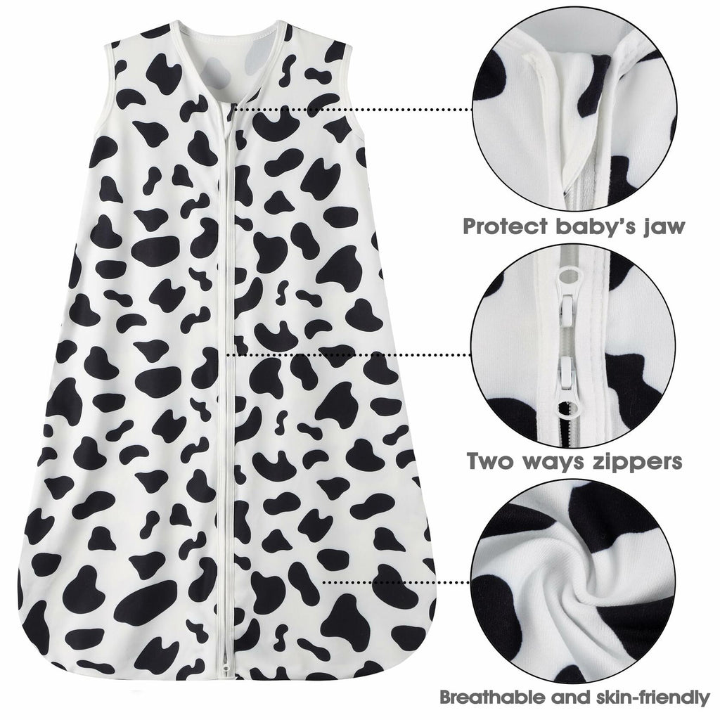 GUNTAIL Baby Sleep Sack 2-Way Zipper Rayon Cotton Cow Print Size X-Large