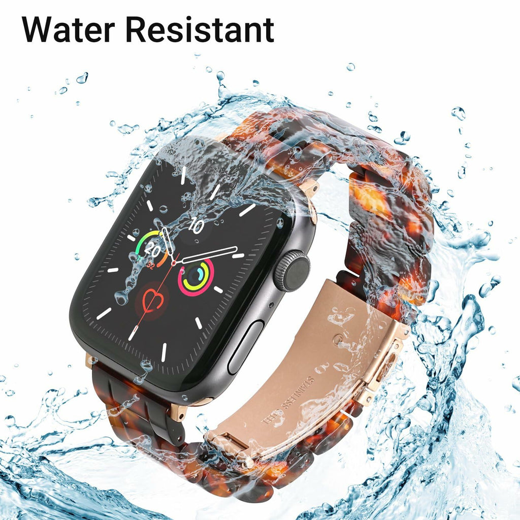 MAIRUI Resin Watch Band Compatible Apple Watch 38-41mm Series 1-9 Amber