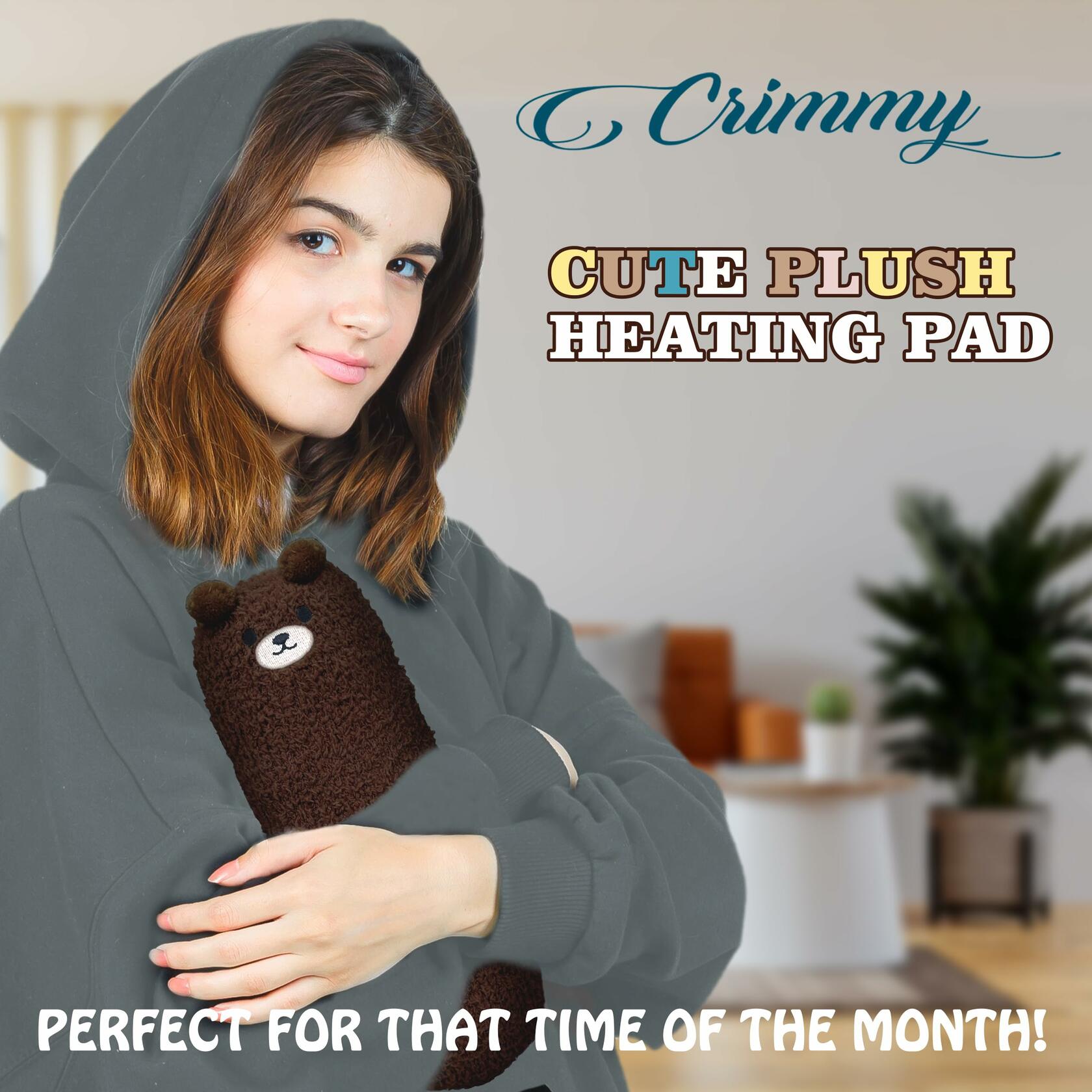 Crimmy USB Blue Bear Heating Pad for Period Cramps Pain Relief Car Travel