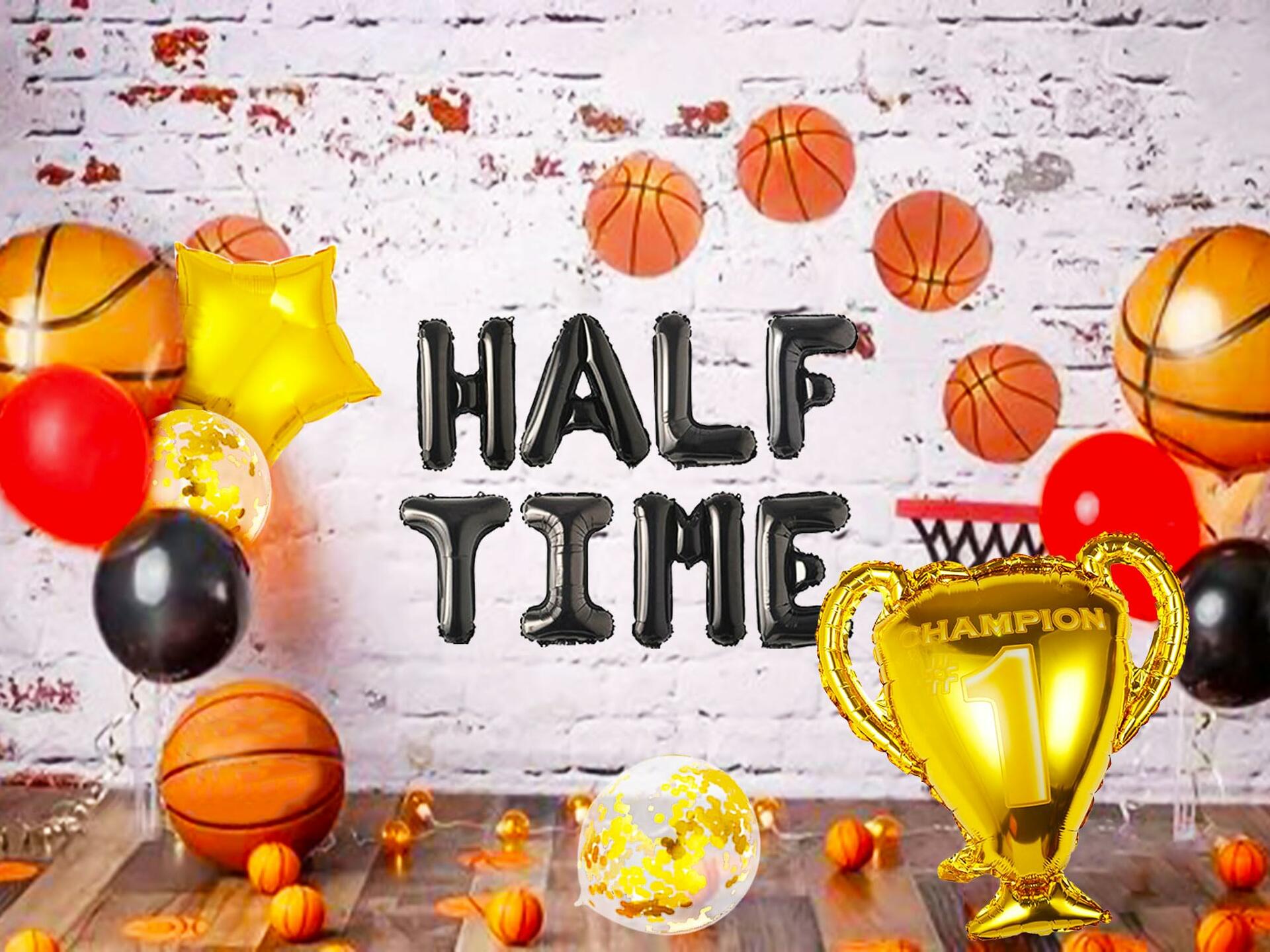 JeVenis Half Time Birthday Boy Basketball Balloons 1/2 Way to One