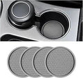 4-Pack Cup Holder Coasters 2.75” Non-Slip PVC Car Accessory Gray