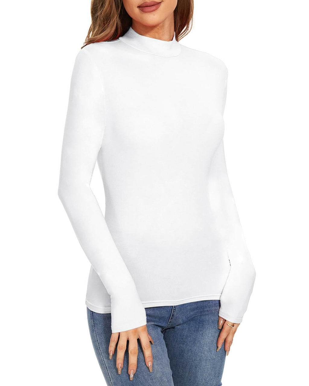 Urvicor Women's Long Sleeve Mock Neck Top Burgundy Size Small