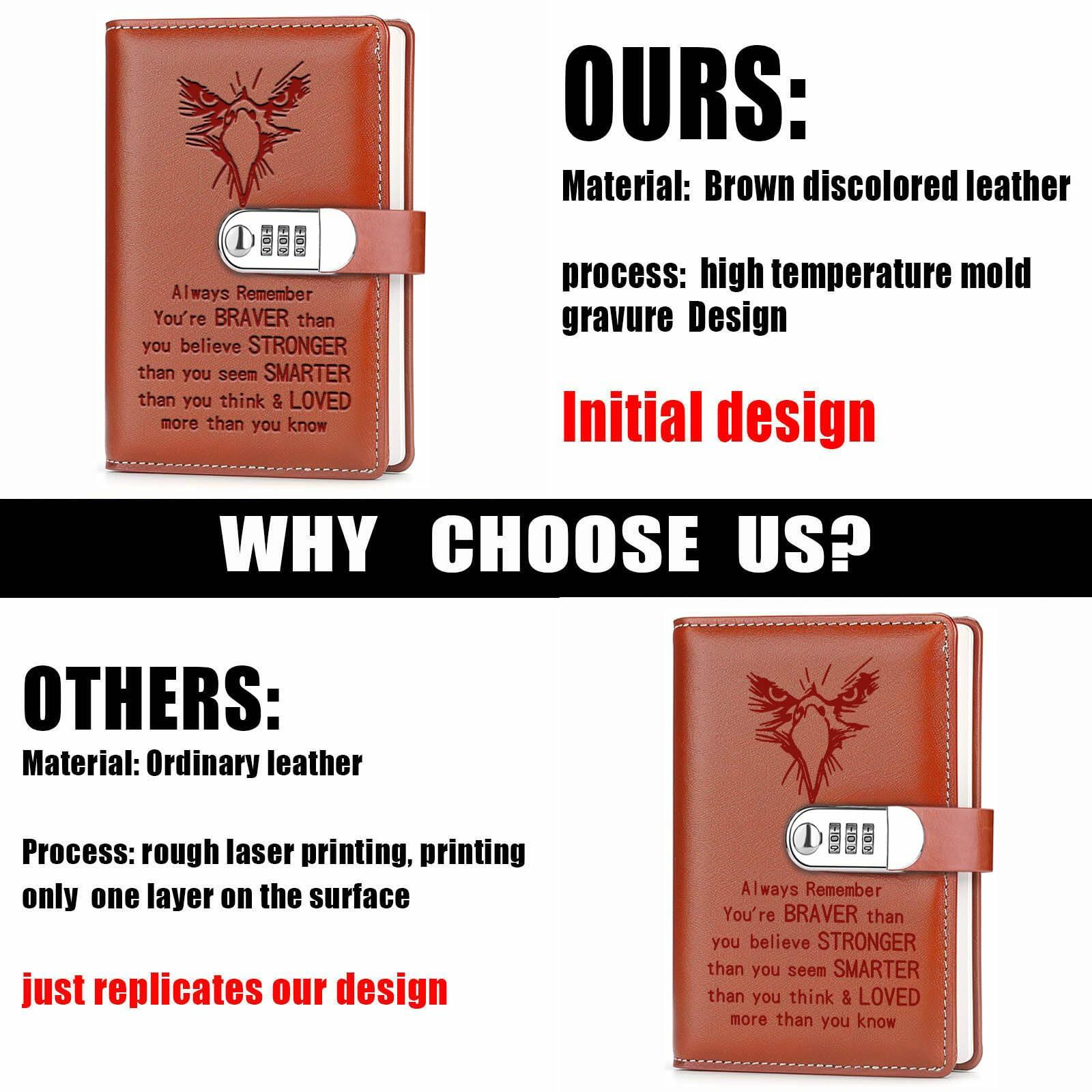 JOHSBYD Eagle Leather Combination Lock Notebook Scouts Gift