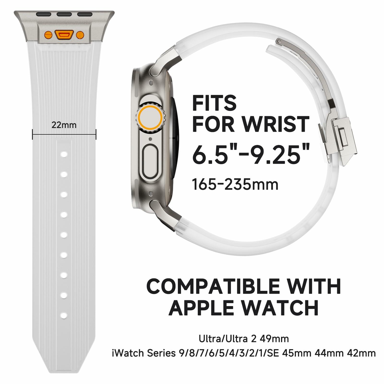 Jopinl Clear Silicone Watch Band for Apple Watch Ultra 49mm Transparent
