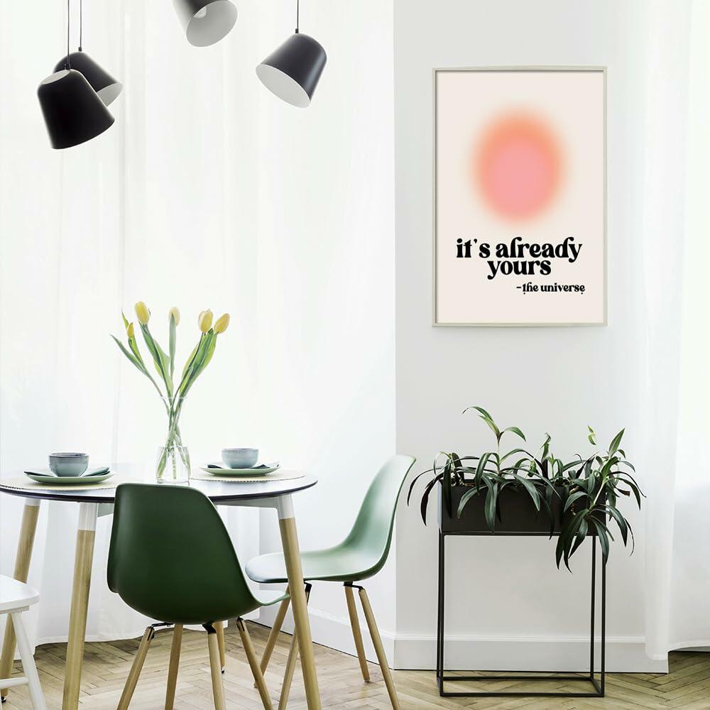 Usoway Motivational Wall Art Pink Aura Canvas 12x16in Unframed