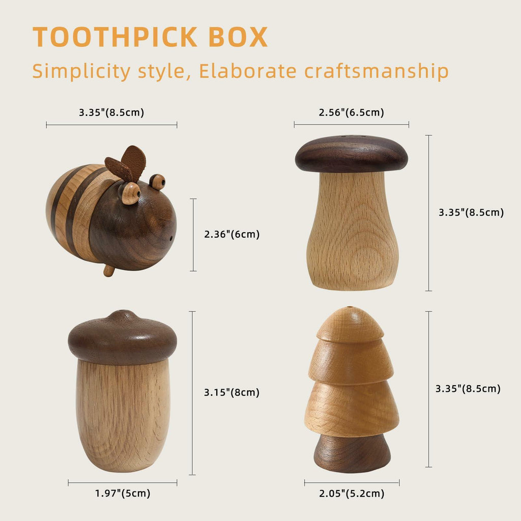 Cute Mushroom Toothpick Holder with 390 Toothpicks Cactus Dispenser Decor