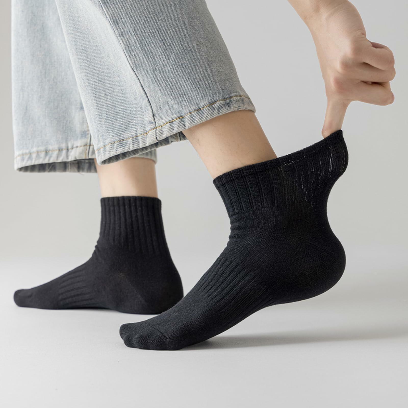 Looknniy Men’s Cushion Ankle Socks Cotton 20 Pairs Mixed Colors One Size