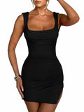 LAGSHIAN Women's Sexy Bodycon Backless Tie Sleeveless Mini Dress Black Size S