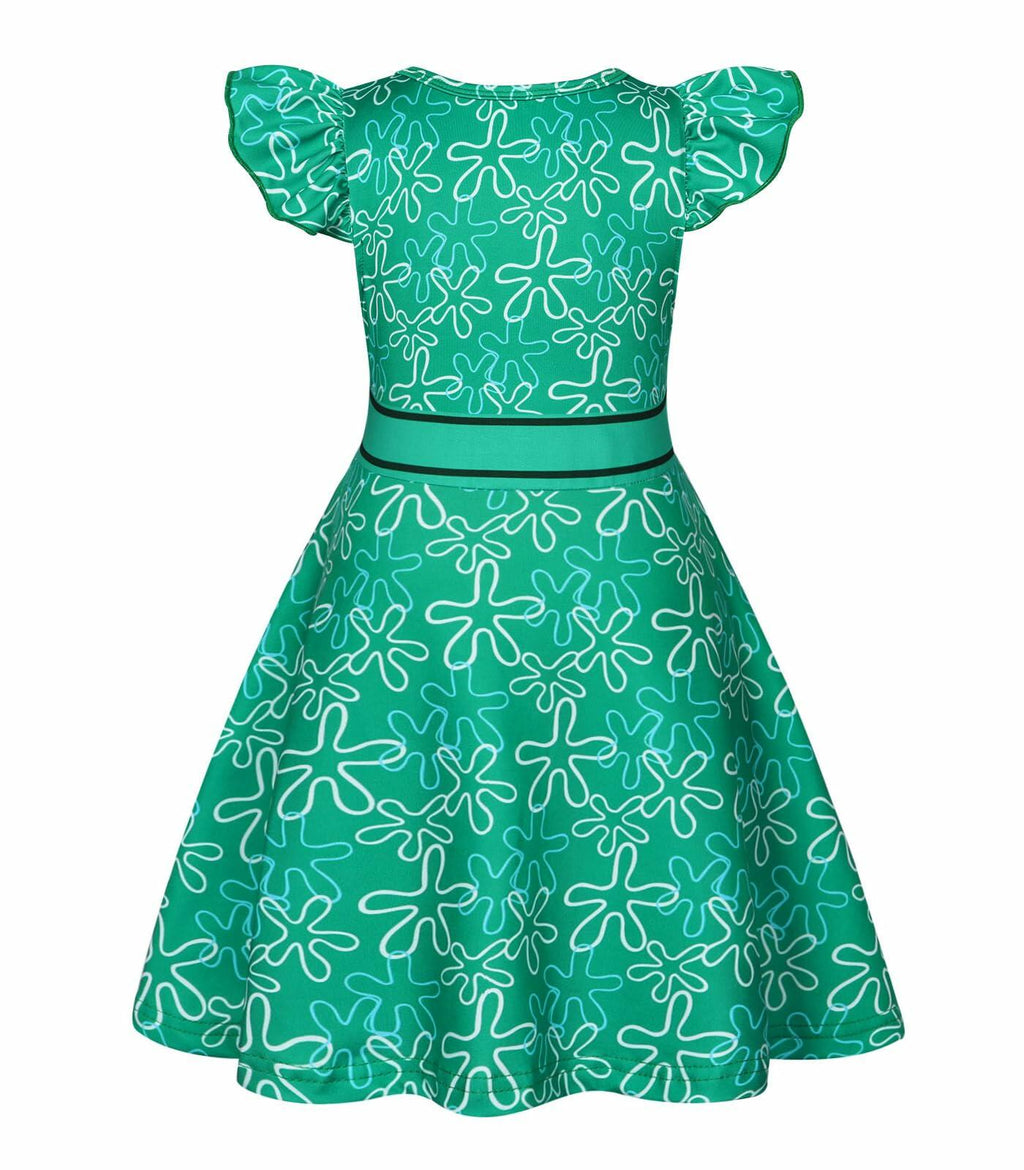 Akokvlar Girls Halloween Disgust Cartoon Dress Green Size 8-9 Years
