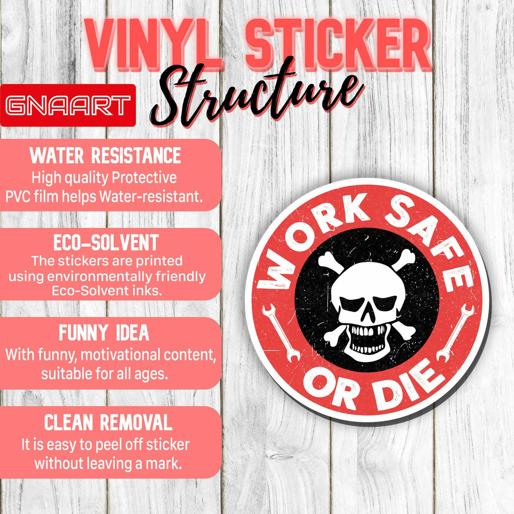 GNAART Work Safe or D*e Lineman Hard Hat Sticker 3 Inch 3Pcs Multi Vinyl