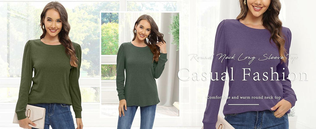 NILOUFO Women Long Sleeve Casual Dressy Tops Tunics Green Size XX-Large