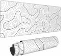 Topographic Gaming Mouse Pad Large Extended White Desk Mat 31.5x11.8