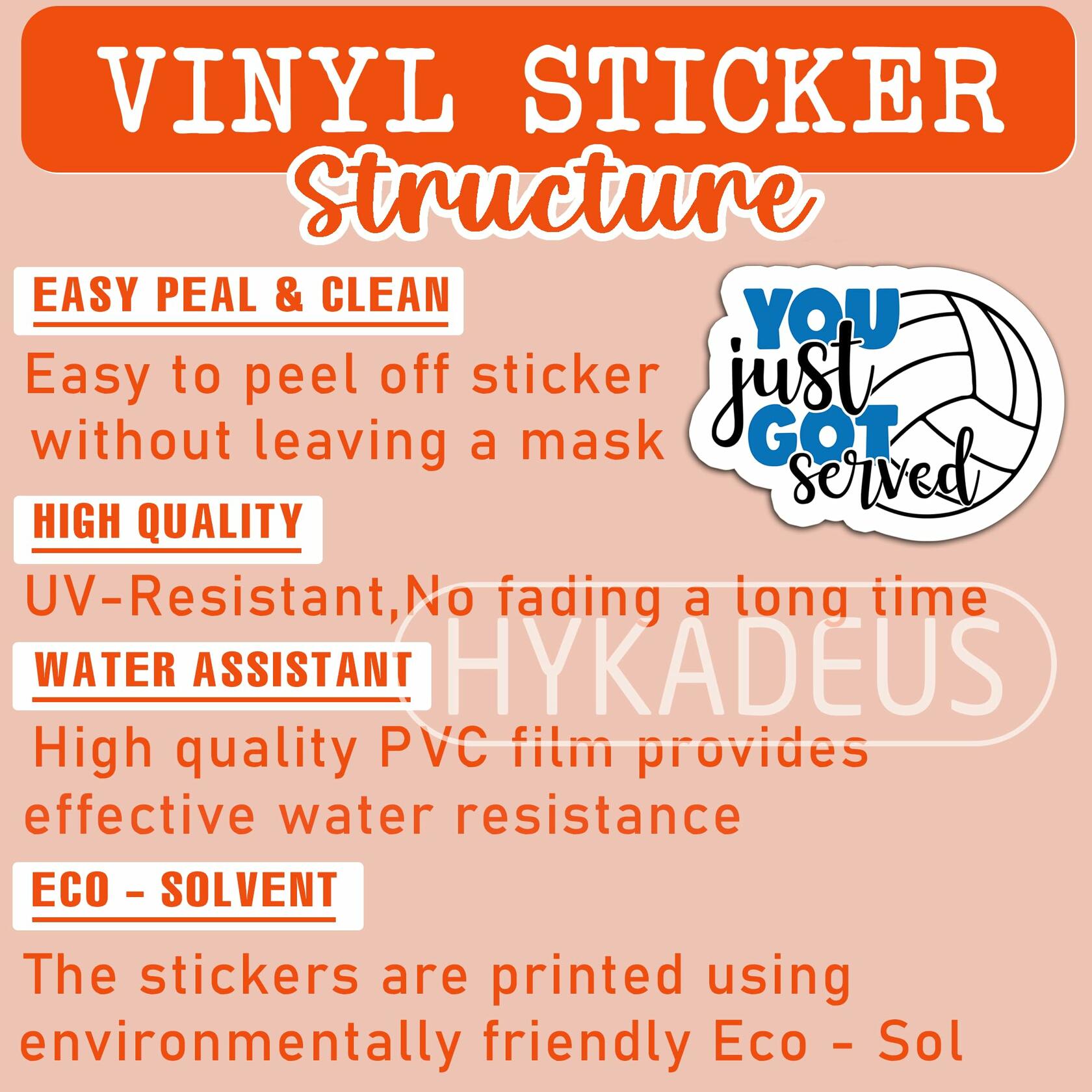HYKADEUS You Just Got Served Volleyball Sticker 3x2.2in 3Pcs Waterproof Vinyl
