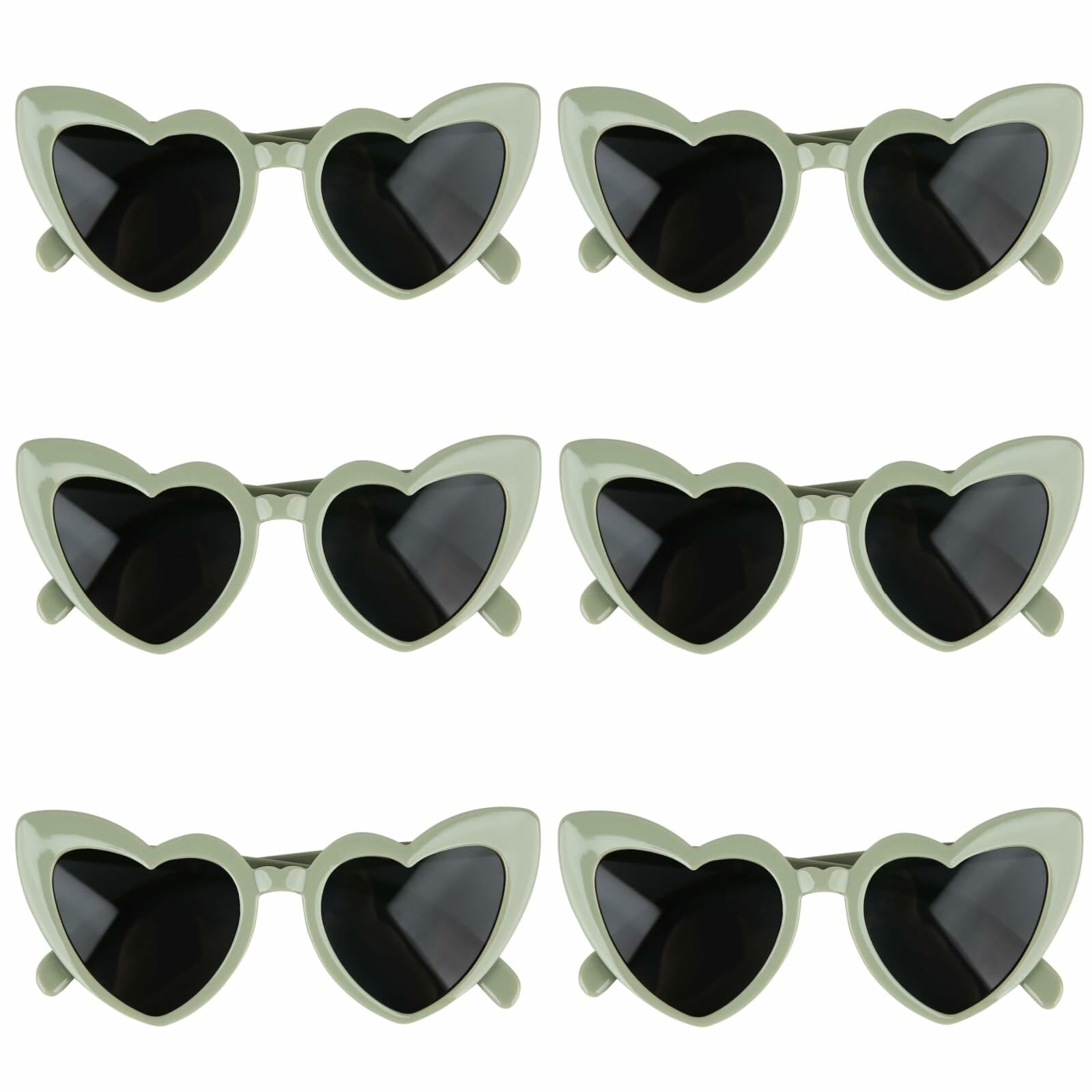 Clcnsusilk 16 Pairs Heart Shaped Sunglasses Bachelorette Party Favors Sage Green