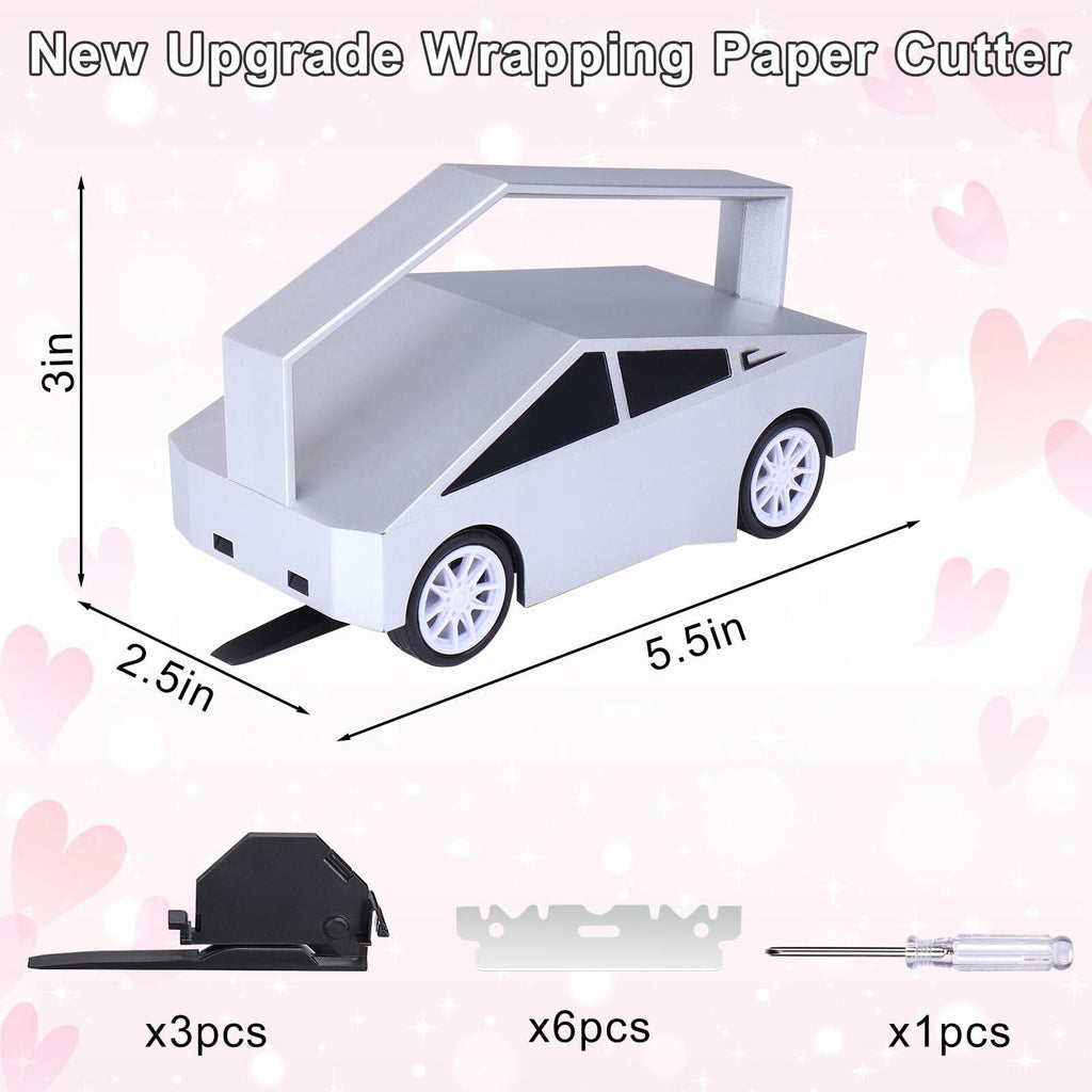 Vodolo Wrapping Paper Cutter with 6 Replaceable Blades Silver Gift Wrap Tool
