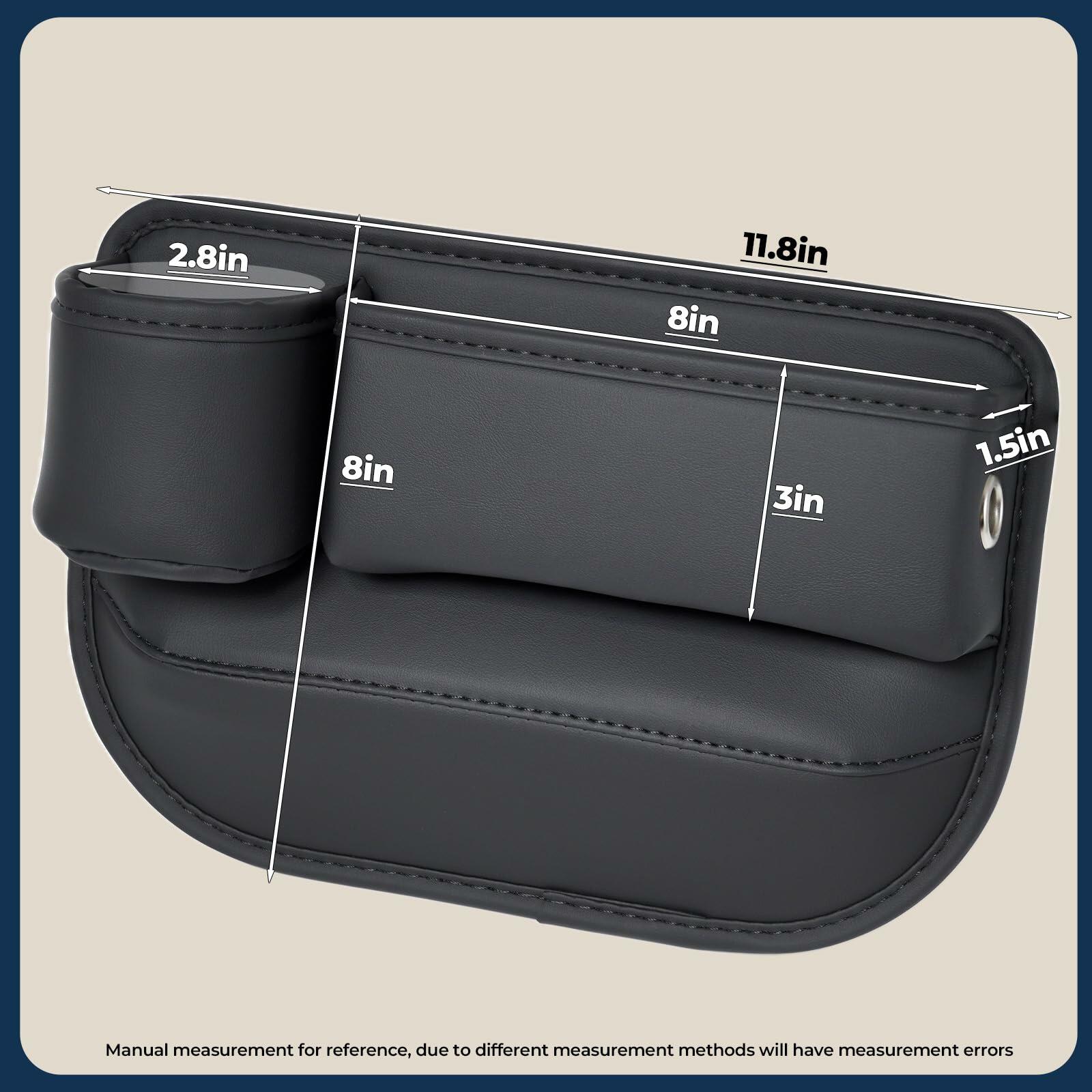 INTMOOD 2 Pack Car Seat Gap Organizer Leather Cup Holder Storage Box Black