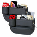 INTMOOD 2 Pack Car Seat Gap Organizer Leather Cup Holder Storage Box Black