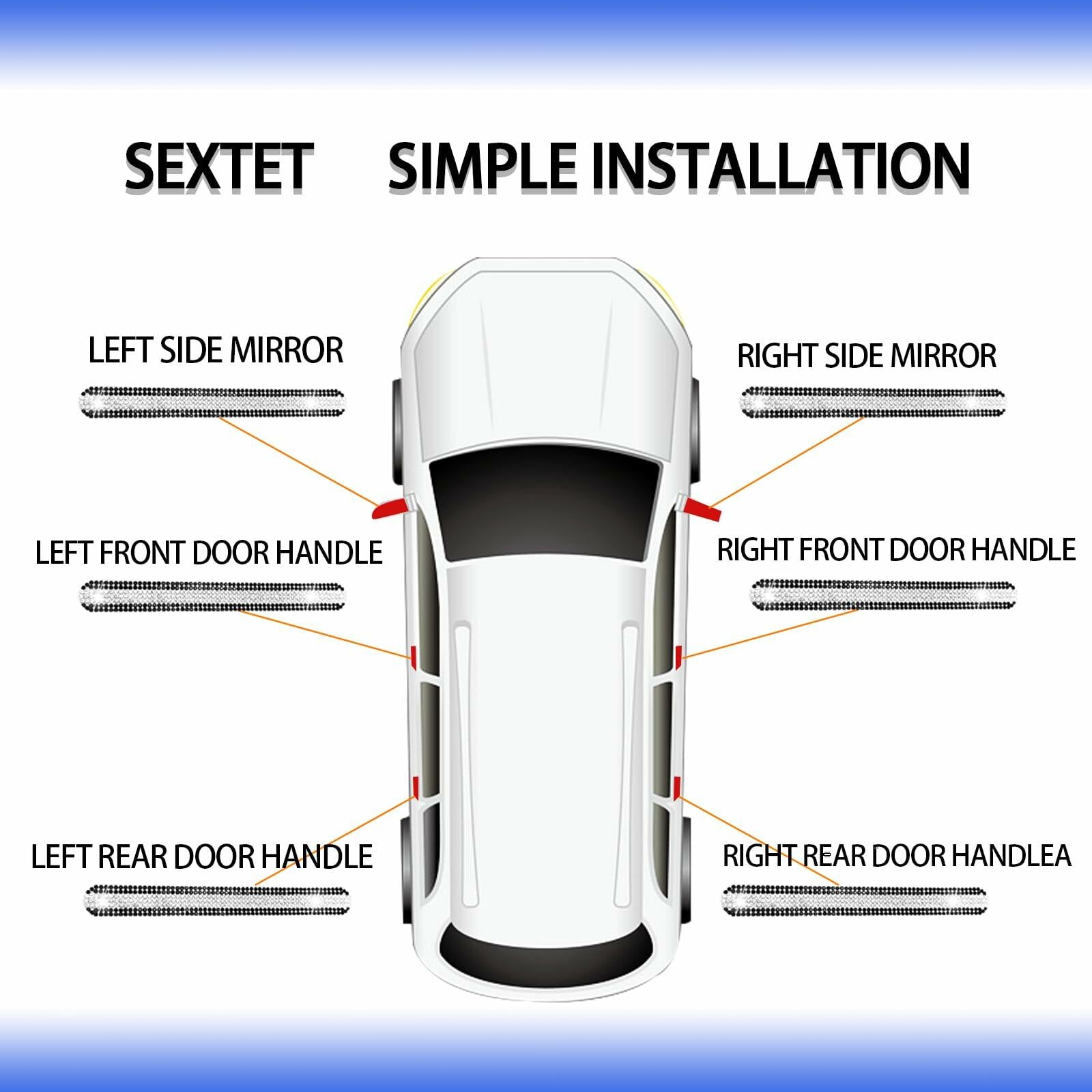 KEVWR 10pcs Bling Rhinestone Car Door Handle Stickers Protective Film Colorful
