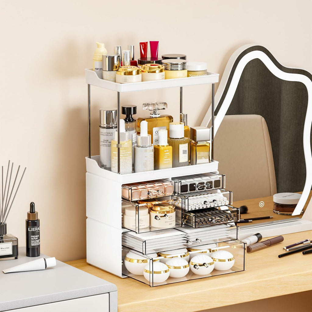 Yieach Acrylic Makeup Organizer Large Skincare Countertop Black