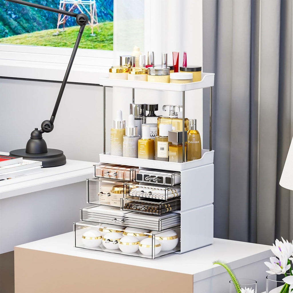 Yieach Acrylic Makeup Organizer Large Skincare Countertop Black