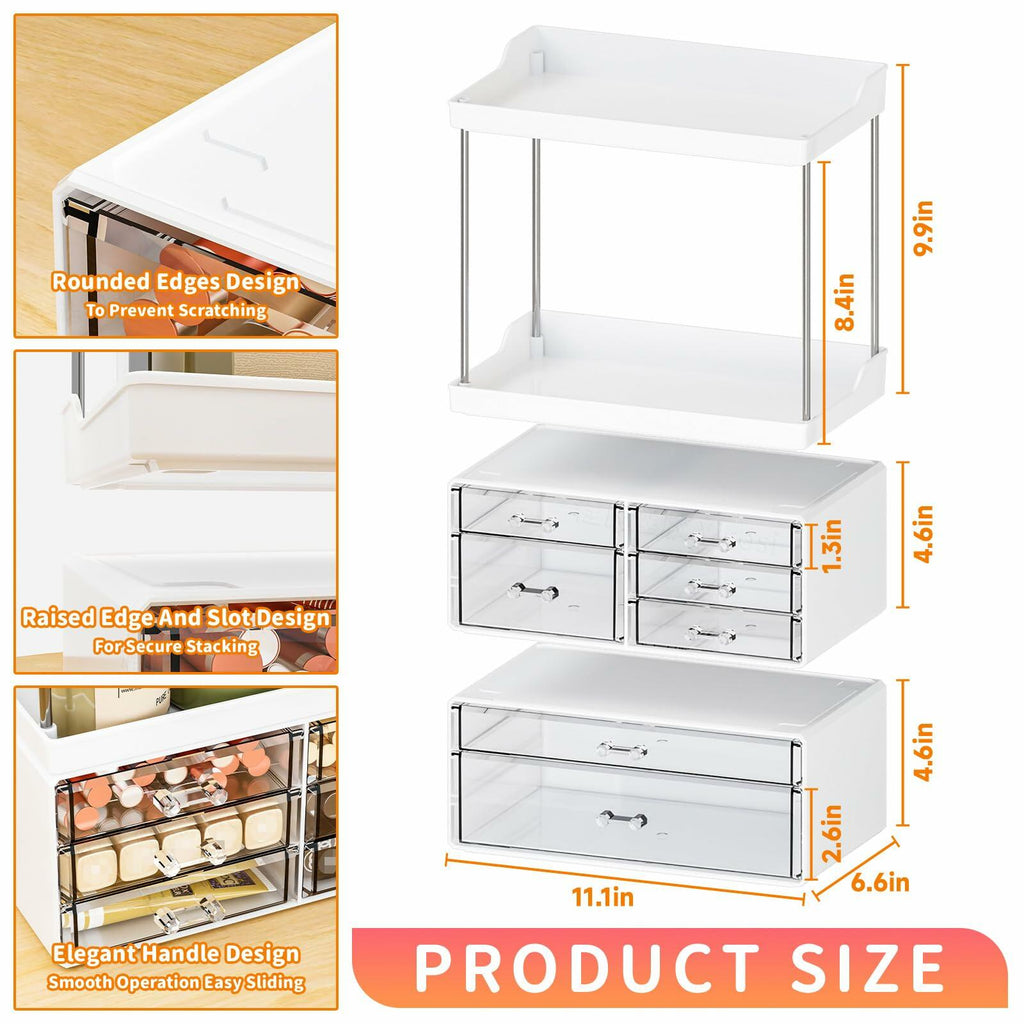 Yieach Acrylic Makeup Organizer Large Skincare Countertop Black