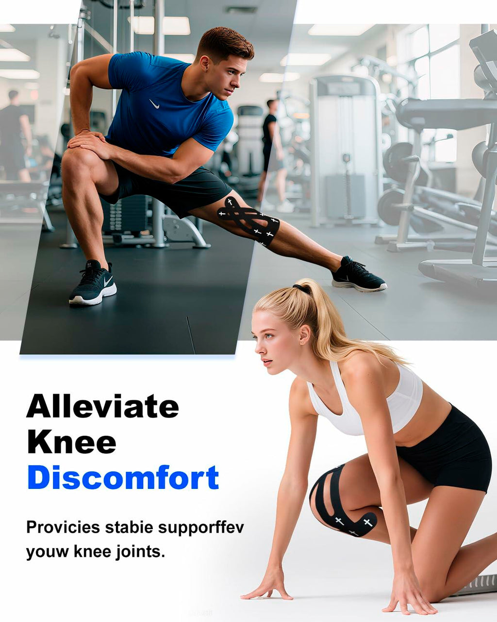 Yigney Christian Cross Kinesiology Tape Knee Support Black 12 Pcs
