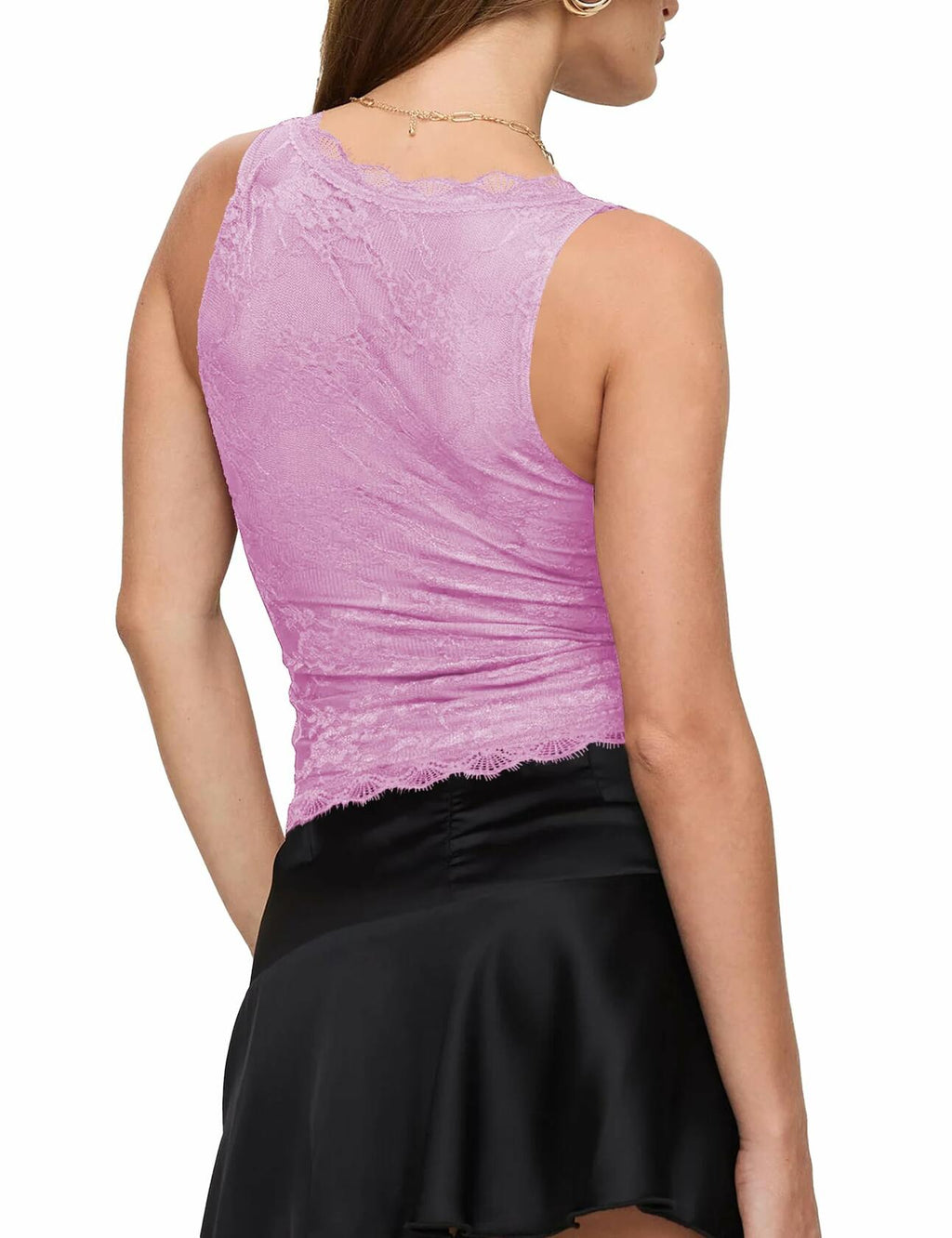SAUNGKUAI Women's Sexy V Neck Sleeveless Lace Floral Top Bluenova Size M