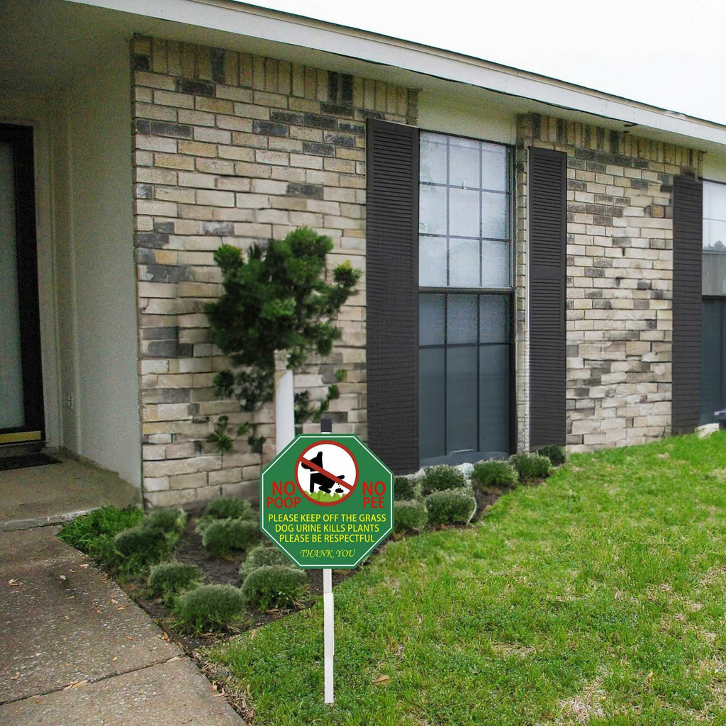 AOOCY All Remind Metal Dog Poop Sign with Stake 10x28in Yard Decor