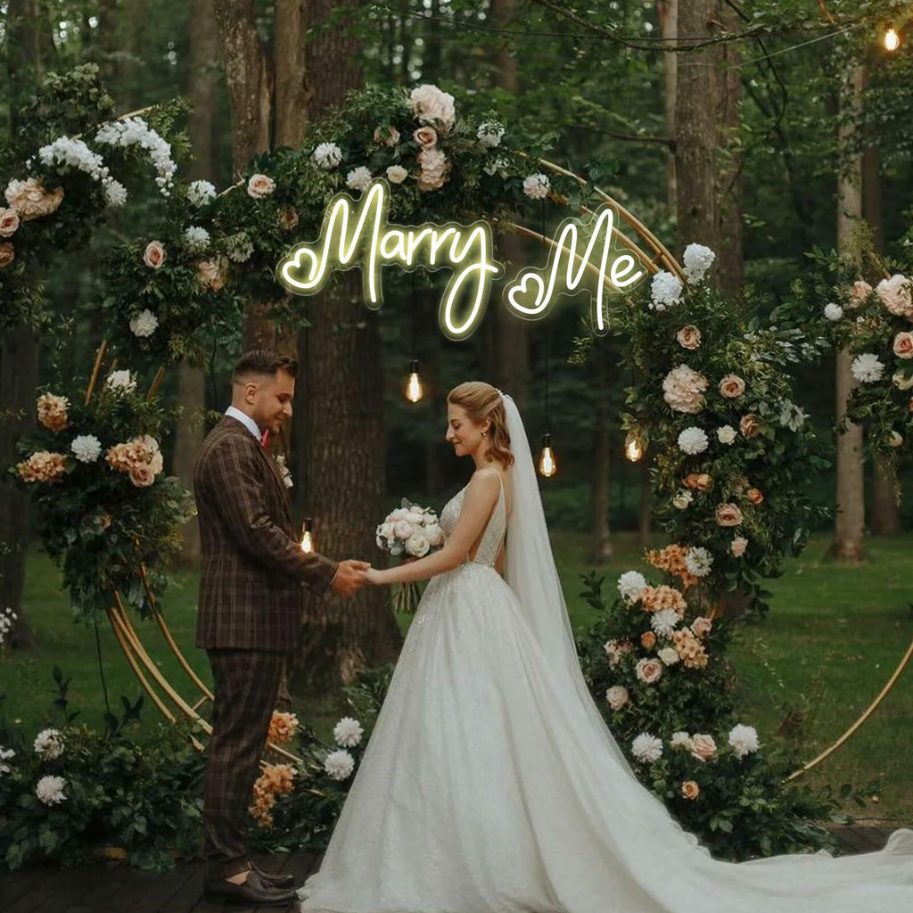 Dadarolly Marry Me Neon Sign Warm White LED Lights 11.3x15.7 & 10x9.2 inches
