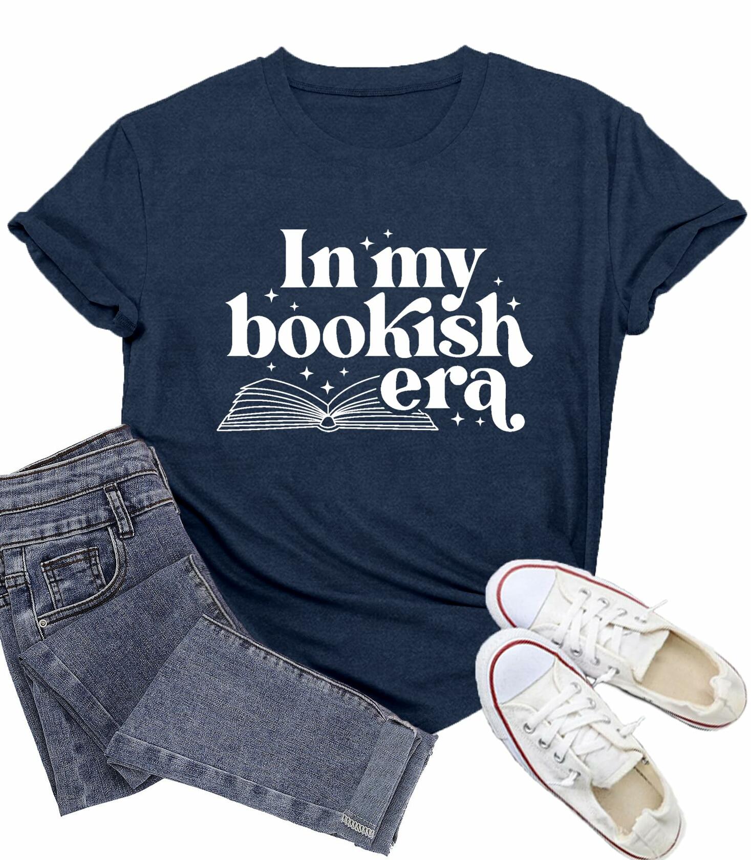 Wlen Teacher Reading T-Shirt Women Blue Soft Polyester Size XX-Large