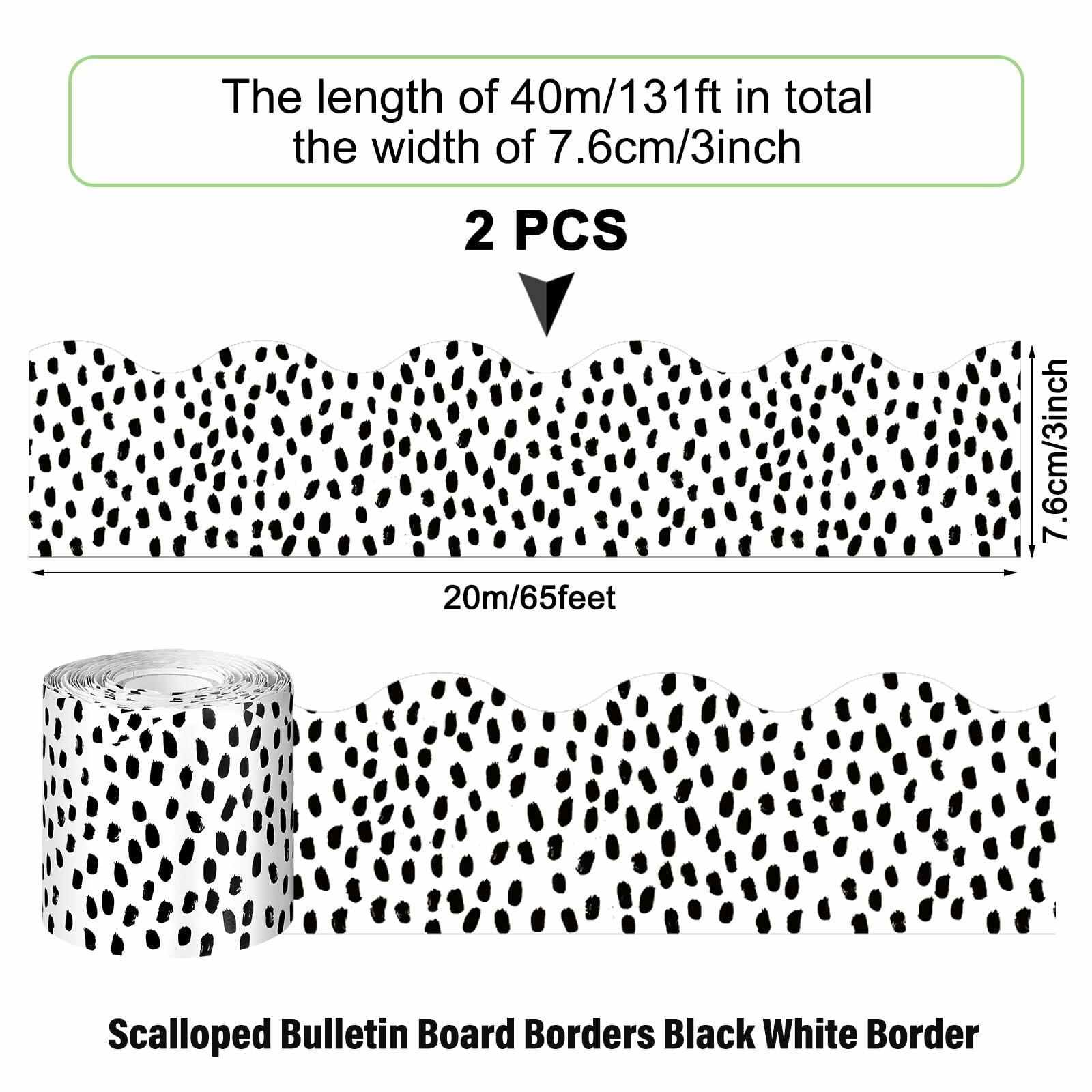 PerKoop Bulletin Board Borders 2 Rolls 131ft Dots White Background