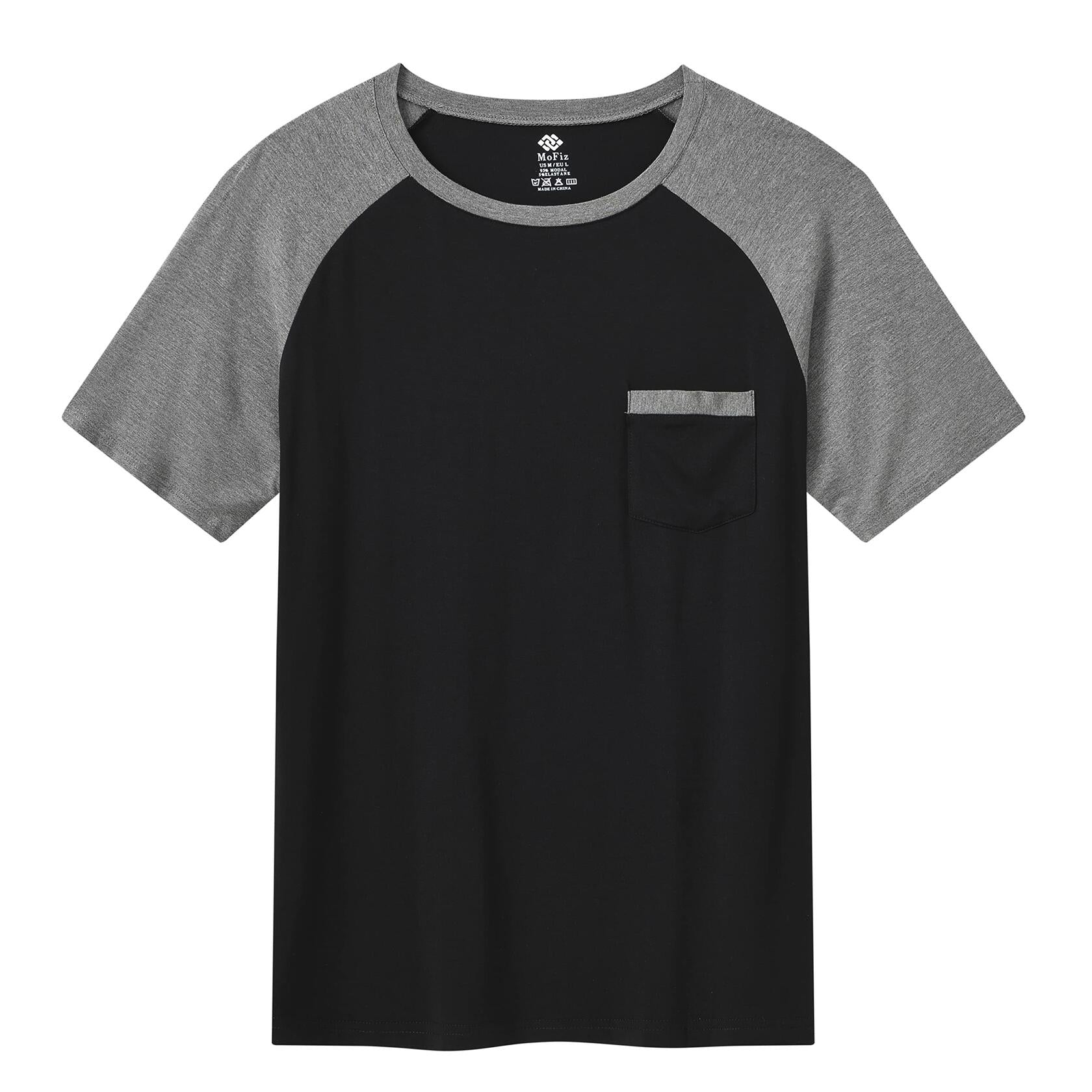 MoFiz Men's Pajama Set Short Sleeve T-Shirt & Shorts Dark Gray/Black Size 2XL