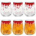 Maxcheck 6 Pack 18oz Stemless Halloween Wine Glasses Clear Bloody